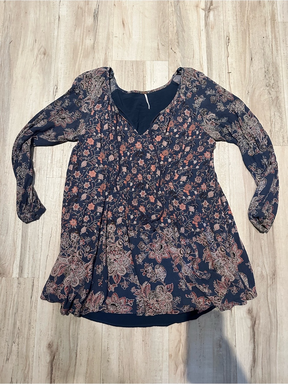 Free People Navy Floral Peasant Tunic